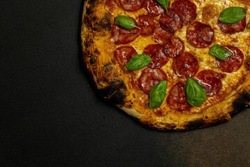 Pizza background pizza on black background