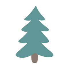 Single hand drawn New Year and Xmas tree. Doodle vector illustration for winter greeting cards, posters, stickers and seasonal design.