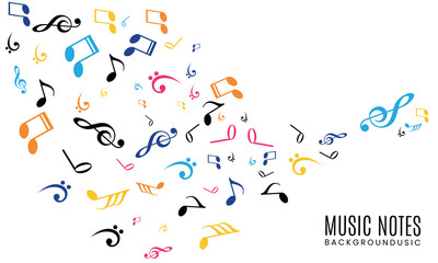 colorful music notes royalty vector background. colorful music notes vector background - obrazy, fototapety, plakaty