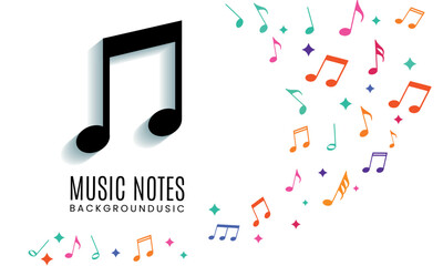 colorful music notes vector. colorful music note with grunge background vector - obrazy, fototapety, plakaty