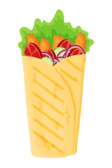 Shawarma.Shaverma, doner kebab.Vector illustration on a white background.