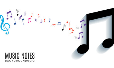 colorful music notes wallpaper, music background wallpaper vector - obrazy, fototapety, plakaty