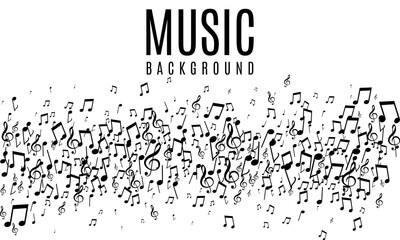music background illustration. musical notes pentagram background vector, abstract music background - obrazy, fototapety, plakaty