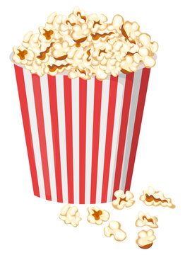 Popcorn in a bucket.Popcorn in Krasnodar white wind yu Vector illustration isolated on a white background.