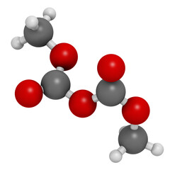 Dimethyl dicarbonate (DMDC) beverage preservative molecule. Additive added to wine, sport beverages, iced tea, etc.