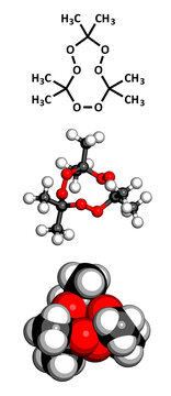 Acetone peroxide (triacetone peroxide, TATP) explosive molecule, chemical structure