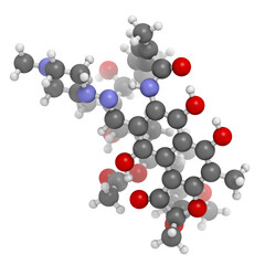 rifampicin (rifampin, rifamycin class) tuberculosis antibiotic, chemical structure.