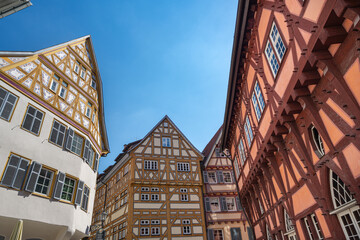 Fototapeta premium Multistorey half timbered building in the historic part of esslingen. Baden Wuerttemberg, Germany, Europe