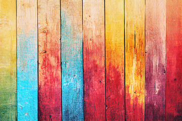 Obraz premium Vintage colorful wood background, 3D illustration.