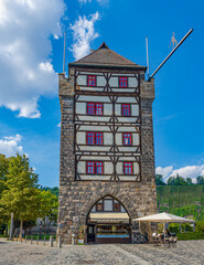Schelztorturm medieval gate tower in Esslingen am Neckar. Baden Wuerttemberg, Germany, Europe