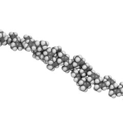 Natural rubber (cis-1,4-polyisoprene), chemical structure - linear fragment (detail). Used to manufacture surgeons' gloves, condoms, boots, car tires, etc.