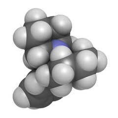 phencyclidine (PCP, angel dust) recreational drug, molecular model.