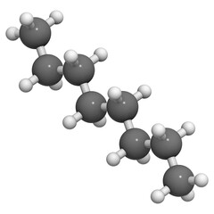 Octane hydrocarbon, molecular model.