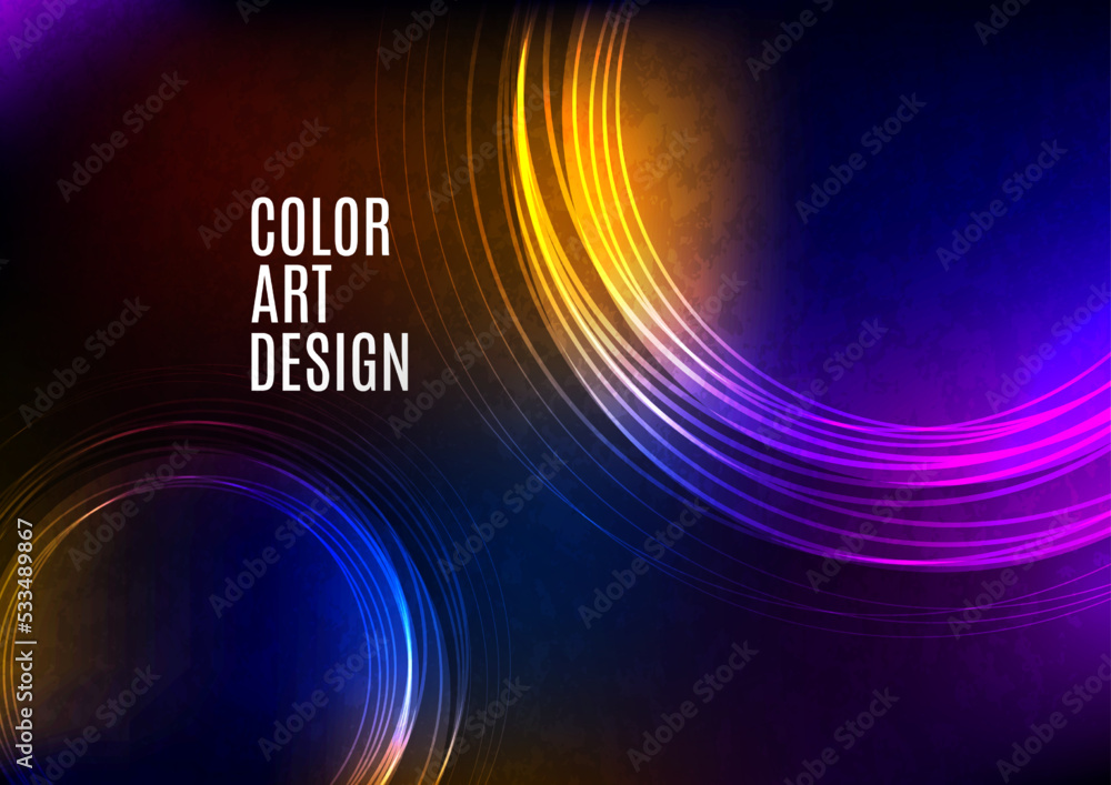 Poster Overlapping circular lines, primitive composition. Vector geometric minimal abstract background for banner, background, landing page.