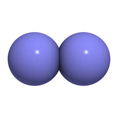 Elemental nitrogen (N2), molecular model.