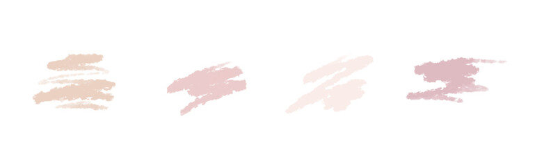 Set of nude cosmetic watercolor brush strokes isolated on white. Make up colors.