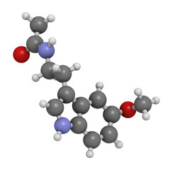 melatonin hormone, molecular model.