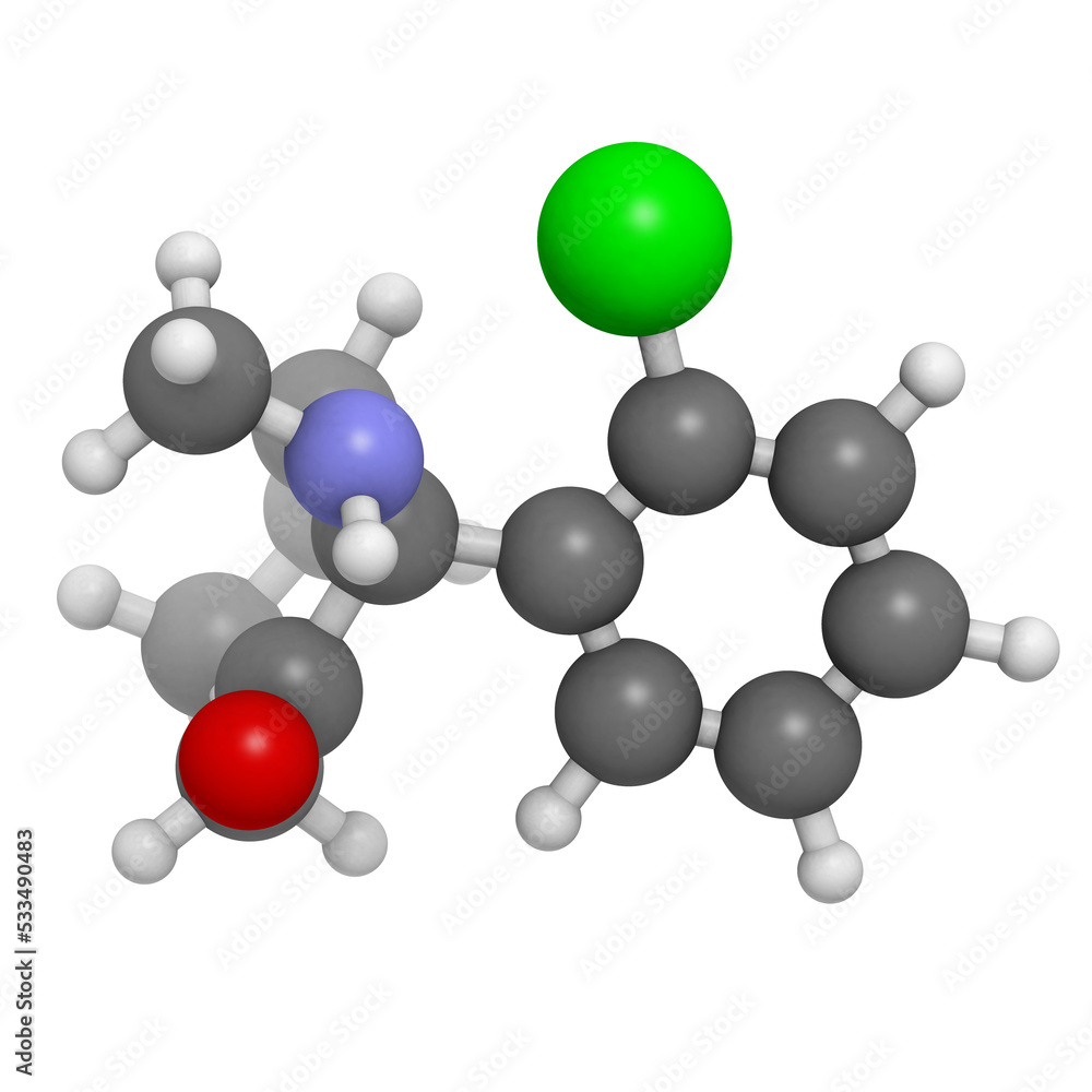 Wall mural Ketamine anaesthetic drug, molecular model