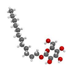 Lauryl glucoside (dodecyl glucoside) non-ionic surfactant molecule. Mild detergent, often used in cosmetics, shampoos, etc. Glycoside produced from lauryl alcohol and glucose.