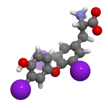 triiodothyronin hormone molecule, chemical structure