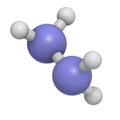 Hydrazine (diazane) rocket fuel component, molecular model.