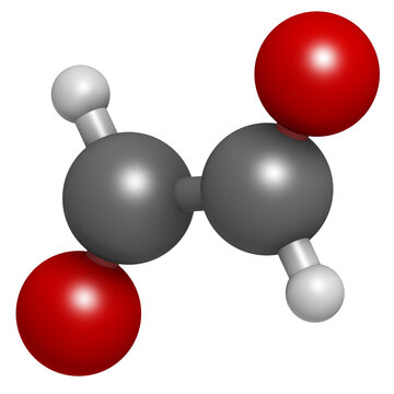 Glyoxal dialdehyde molecule. Present in fermented food and beverages. Many applications in chemical industry.