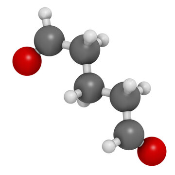 Glutaraldehyde (glutaral) disinfectant molecule. Used in disinfection of medical devices and surgical instruments.