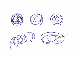 Set of isolated abstract scribbles. Drawn by hand with thin lines. Vector illustration. - 533491022