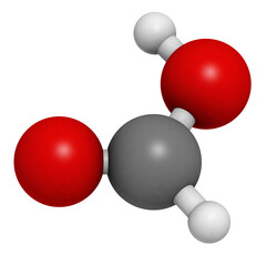 Formic acid ant sting chemical, molecular model.