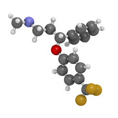 Fluoxetine antidepressant drug (SSRI class), chemical structure.