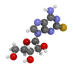 Fludarabine blood cancer drug, chemical structure.