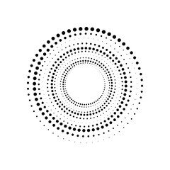 Dot circle logo halftone background. Vector illustration.