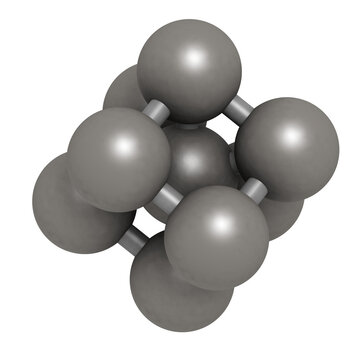 Iron (Fe, ferrite) metal, crystal structure.