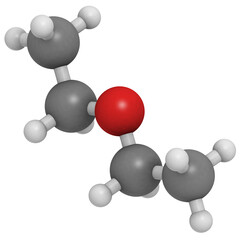 Diethylether (ether, ethoxyethane, Et2O) molecule, chemical structure.