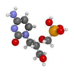 Cidofovir cytomegalovirus (CMV, HCMV) drug, chemical structure.
