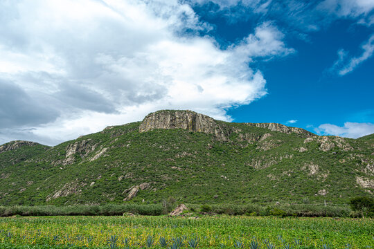 View of the Yagul Natural Monument at Oaxaca, Mexico
