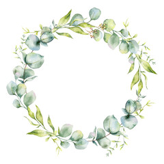 Eucalyptus Frame Watercolor, Floral Frame, Greenery Frame, Floral Arrangement, Green Leaves Composition