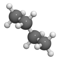 Butane, molecular model