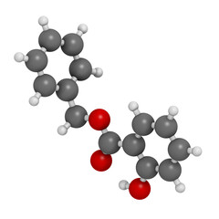 Benzyl salicylate (benzyl 4-hydroxybenzoate) molecule. Used in cosmetics and perfumes.