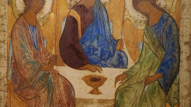 The Holy Trinity. Andrey Rublev. 1420s. Russian Icon.	
