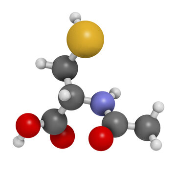 Acetylcysteine (NAC) mucolytic drug, chemical structure.