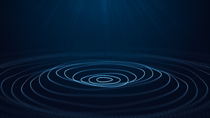 Futuristic dark background. The wave effect of digital particles. Big data. Illustration of technologies and artificial intelligence. The effect of particle oscillation. 3D rendering.