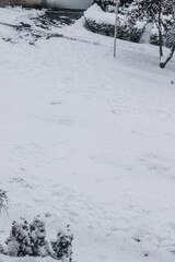 snow covered street, hill