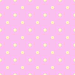 Pink polka dot background. Pink and yellow seamless pattern vector.
