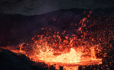 volcano eruption lava flow iceland