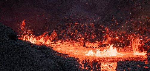 volcano eruption lava flow iceland