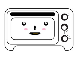 Collection of Kawaii Sketches or Doodles, Home Appliances decorated with Facial Expression Emoticons