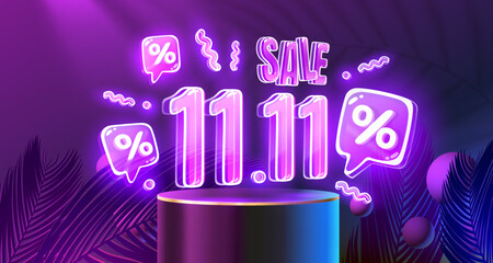 Special offer, shopping day 11.11, marketing poster. Vector