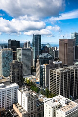 Fototapeta na wymiar Vancouver, city in Canada, aerial view of the buildings in the center 