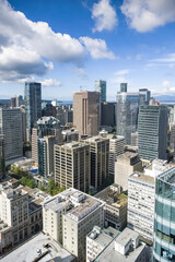 Fototapeta na wymiar Vancouver, city in Canada, aerial view of the buildings in the center 
